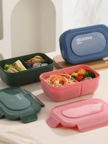 Customized Single-Layer Three Compartment Lunch Box That Can Be Heated In The Microwave, Plastic Sealed With Lid, Leak Proof Partition, Lunch Box With Tableware, Can Be Used In Multiple Scenarios For Learning - Multicolor - View 6