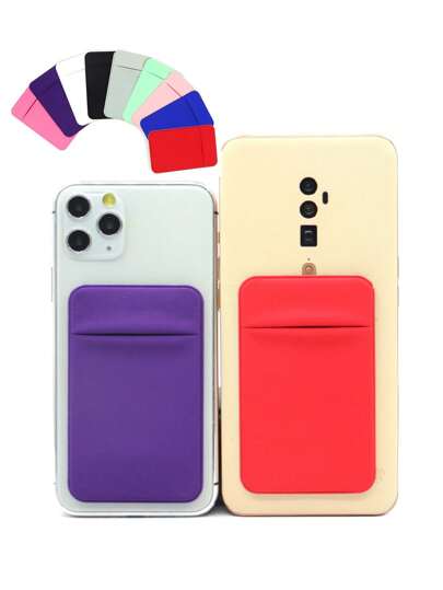 1 件粘性手机袋手机粘贴卡/ID（双重安全）带自粘贴纸适用于 Android 背面和所有智能手机有多种颜色可供选择旅行必需品卡夹卡夹钱包名片夹信用卡夹卡夹女士女士男士卡片钱包 Magsafe 钱包