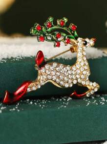 Christmas Brooch Pin Deer & Tree Design, New Year Gift, Cartoon Lapel Pin, Cute For Korean Sweater Decoration