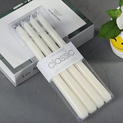 4 件装浪漫晚餐加粗 4 柱蜡网红餐厅无烟无味浪漫婚礼象牙白长杆蜡烛万圣节、幽灵、秋季、节日、假期圣诞节、冬季、节日、节日