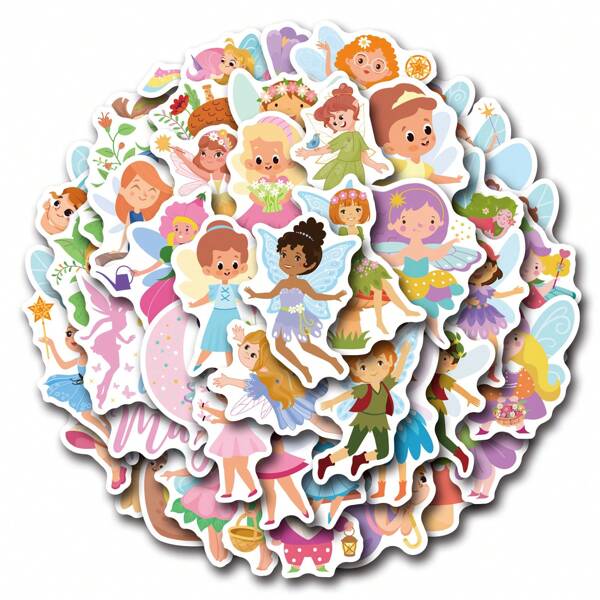 50 peças de adesivos de vinil com desenhos animados de fadas da floresta, adesivos estéticos para scrapbooking, diário, laptop, para-choque, skate, garrafa de água, computador, telefone, desenho animado, capacete, adesivos e decalques de carro