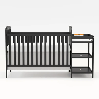 Goldzone 3-In-1 Convertible Baby Crib With Changing Table Combo, Wood Full Size Baby Crib Turn Into Toddler Bed And Daybed With Storage Space For Nursery Furniture, 3 Mattress Height Settings