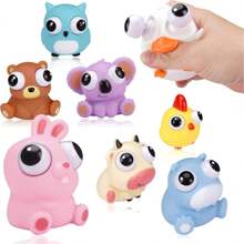 Cute Kawaii Animal Squeeze Toys With Pop-Out Eyes, Stress Relief Fidget Toys For Kids & Adults, Sensory Popping Balls For Anxiety, Birthday Party Favors, Kawaii Gifts For Boys & Girls