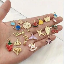 WGRXIRANYKM 20/50 Stücke/Lot gemischte Cartoon Tier Baum Email kreative Charms, hochwertige Perlen für Schmuckherstellung, DIY Anhänger, Halskette, Armband, Ohrringe, Ketten, Dekorationszubehör