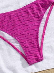 Conjunto de bikini de tela especial colorida con cuello asimétrico, ropa de baño para vacaciones de primavera, para el verano