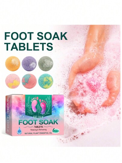 6pcs/1 Box Foot Soaking Ball With Ginger Extract Moisturizing & Nourishing Foot Bath Ball, Valentine's Day Gift