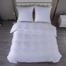 一套純白色飯店系列緞條條紋被套套裝-經典條紋提花單人-簡約北歐風-棉緞-輕奢高級全棉床品套件-新年禮物-歐式絲滑保暖柔軟-可水洗床品-經典百搭簡約-家居佈置裝飾-被套1 40*200CM-枕頭套70*80CM-枕頭套信封式不含拉鍊-被套帶拉鍊-賓館民宿床上用品-多尺寸三件套200*220CM-三件套160*200CM-兩件套140*200CM