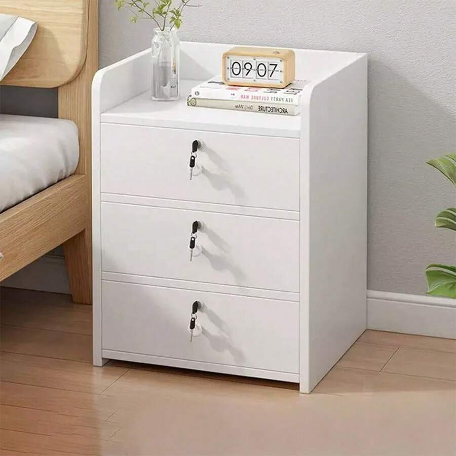 Mesilla de noche moderna Mesilla de noche simple del dormitorio con el estante del almacenaje Mesilla de noche de madera moderna Estantería de libros Armario de almacenaje Mesilla de noche sola de 3 cajones Armario de cabecera Armario de cabecera del dormitorio Baúl de 3 cajones Mesa de cabecera Mesa auxiliar del dormitorio Mesa auxiliar del dormitorio Armario de la entrada - Blanco - Ver 1