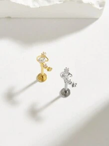 1 件时尚不锈钢包裹行星形钻石耳钉，适合日常佩戴 - 鑽石 - 查看 1