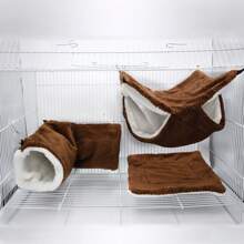 Sugar Glider Double-Layer Hammock Ferret Hideaway Tunnel House Pet Cushion Combo - Multicolor - View 8