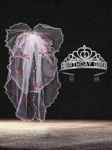 Set de 2 piezas Tiara y velo nupcial - Velos y tocados de novia para mujeres, velos blancos para novias, tiaras y coronas para fiesta de graduación y cumpleaños - Multicolor - Ver 3