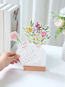 1 Set Calendario de escritorio con flores 2025, Calendario creativo con forma de flor y colorido, Ornamento de mesa, Planificador de calendario de Año Nuevo con base, Decoración de escritorio, Decoración del hogar
