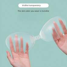 Transparent Silicone Chest Patch For Swimsuits+Apricot Colored Silicone Chest Patch, Bikinis, Push-Up, Invisible, Waterproof, Silicone Bra With Transparent Breast Pads, Small Chest Gathered, Silicone Waterproof, Thick, Swimming Swimsuit Straps, Dress Nipple Stickers