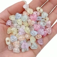 67 piezas de Cuentas en forma de corazón de 10mm con efecto de craquelado para hacer joyería - Accesorios del Día de San Valentín - Pulsera, collar, cadena de teléfono para pareja, accesorios para el cabello DIY, decoraciones