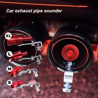 1pc Car Turbo Whistle Exhaust Pipe Sound Muffler, Fits Engine Displacement 1-1.6L, Available In Red, Size S/M/L/XL; 1pc Car Turbo Whistle Exhaust Pipe Sound Muffler, Fits Engine Displacement 1.6-2.0L