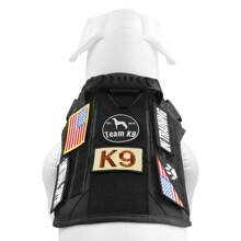 战术狗背带和 12 个补丁，不拉扯狗背心，适用于户外训练防水宠物狗背带，带橡胶手柄和金属扣