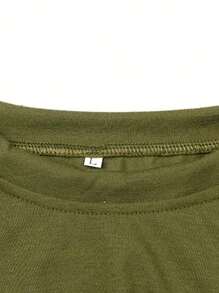 Women Tracksuits, Casual Sportswear Set Solid Color Long Sleeve O-Neck Pullover+Drawstring Trousers Lady Spring Tracksuit Outfit - Army Green - View 4