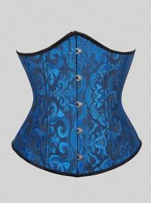 Vintage Jacquard Lace-Up Back Fishbone Corset Bustier Top, Fashionable Outerwear Waist Cincher Bodysuit, New Year Party, Valentine's Day, Holiday Tops, St. Patrick's Day Outfit, Halloween Costume