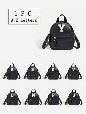 1 件女孩经典背包，带 26 个 A-Z 字母，单肩包，心形钱包，可调节肩带，情人节礼物的理想选择，适合日常、户外、学校、旅行、徒步旅行、便携，很棒的礼物选择