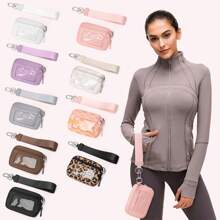 Customized Logo Nylon Dual Layer Zipper Coin Purse, Credit Card Holder, ID Card Case With Lanyard, Mini Wallet, Clutch Purse For Women - Multicolor - View 3