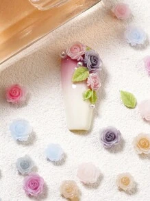 100Pieces 3D Flowers Rose Nail Art Charms Glow In The Dark Resin Camellia Nail Art Stud Jewelry For Women DIY Crafts Manicures Tips Nail Decorations Nails