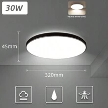 CANMEIJIA 1 件 LED 吸顶灯，家居装饰客厅嵌入式吸顶灯，现代吸顶灯具，圆形黑色框架，220V，适用于客厅/卧室/厨房/浴室/房屋/门廊/阁楼/书房/走廊/车库/卫生间/办公室，根据使用需求选择合适的尺寸 - LED吸頂燈黑框 - 查看 18