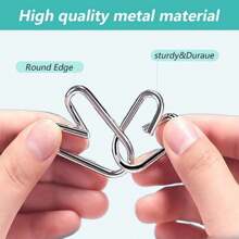Metal Wire Puzzle Set Of 8 With Pouch, Brain Teaser IQ Test Disentanglemen Iron Link Unlock Interlock Game Magic Trick Toy For Party Favor Adults Challenge - Multicolor - View 5