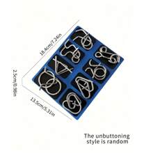 Metal Wire Puzzle Set Of 8 With Pouch, Brain Teaser IQ Test Disentanglemen Iron Link Unlock Interlock Game Magic Trick Toy For Party Favor Adults Challenge - Multicolor - View 10