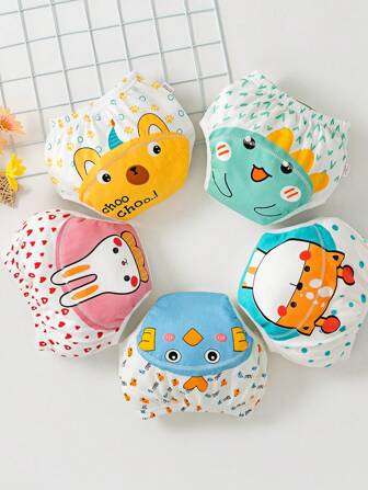 3 st Nyfödda småbarnsunderkläder Potträningsbyxor, Tvättbara andningsbara 6-lagers gasväv blöjbyxor för pojkar och flickor, Återanvändbara läckagesäkra underkläder, Lämplig för bebisar, Flera kombinationer tillgängliga