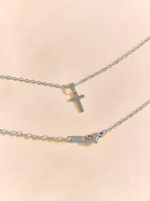 1 Stück exquisite, modische Kreuz-Anhänger Kette, 18 Karat vergoldet, religiöse Kette, geeignet für den täglichen Gebrauch von Frauen - Halskette - Übersicht 11