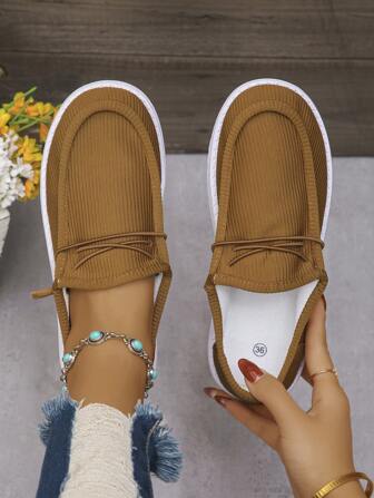 Women's Fashion Casual Outdoor Sports Comfortable Slip-On Lace-Up Flat Plush-Lined Shoes, Khaki, Gray, Brown, Pink, All Season Thick/Thin, Multi-Color Options, Work Commute, Lightweight Anti-Slip, Plus Size, Mothers Shoes, Student Loafers, Snow Boots