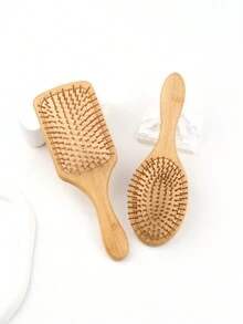2把大号竹制气囊梳，头皮按摩梳，竹木气垫梳，美发梳，美发工具 - 彩色 - 查看 1