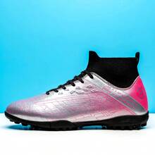 男式足球鞋硬地足球鞋成人运动户外/室内专业五人制足球训练运动鞋 - 銀色 - 查看 4