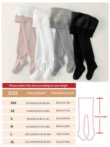 1pc Baby Girls' Thermal Lined Stirrup Tights, Winter Warm Toddler Socks Tights, Simple Style, Princess Stockings For Children