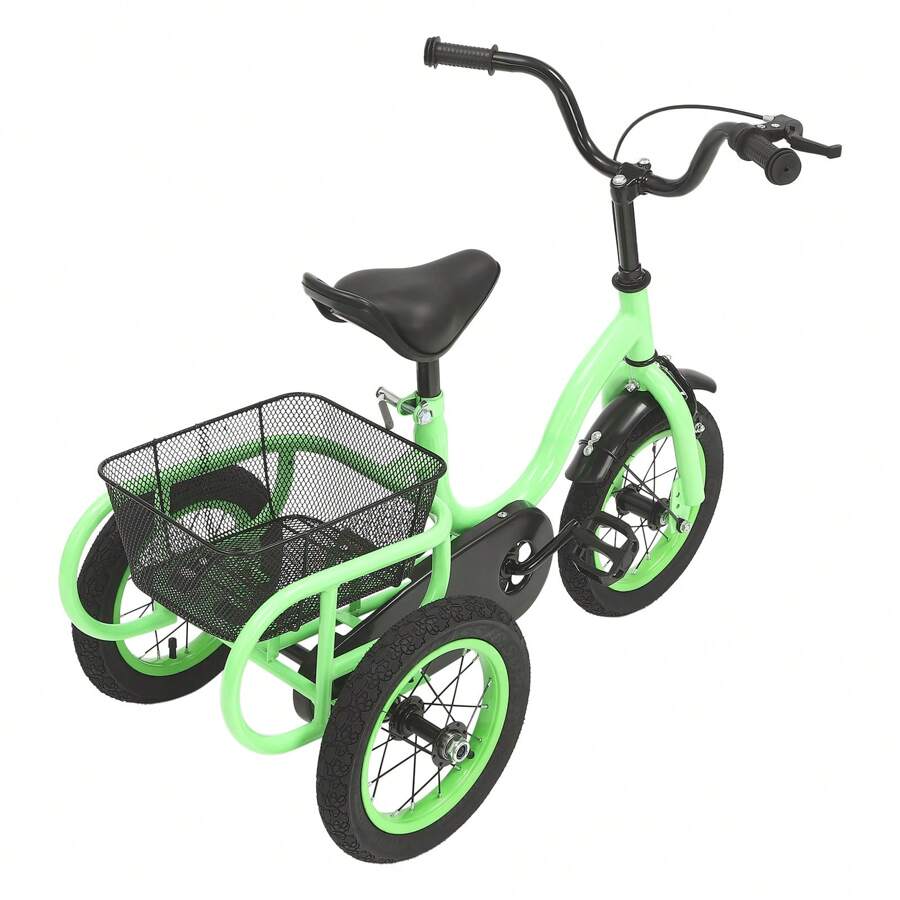 kangten 12 Zoll Dreirad 3 Räder Fahrrad Für Erwachsene Senioren Trike mit Einkaufskorb - Grün - Übersicht 1