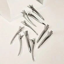 10 piezas/20 piezas Clips de pelo de metal hueco de color plateado de 3.5 pulgadas, de moda y sencillos, accesorios de cabello estilo Y2K convenientes para mujeres y niñas, adecuados para peinados diarios en el salón, accesorios para la cabeza, pinzas de pelo, pasadores de pelo - Plateado - Ver 7
