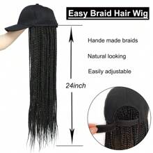 Braided Baseball Cap Wig Box Braid Hair Extensions With Hat Black Color Synthetic Hair Cap Wig With 24inch Long Braiding Hair For Women