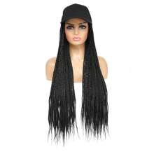 Braided Baseball Cap Wig Box Braid Hair Extensions With Hat Black Color Synthetic Hair Cap Wig With 24inch Long Braiding Hair For Women