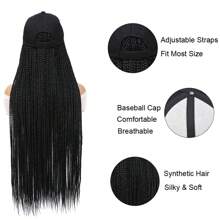 Braided Baseball Cap Wig Box Braid Hair Extensions With Hat Black Color Synthetic Hair Cap Wig With 24inch Long Braiding Hair For Women