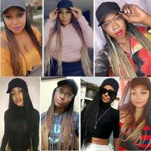 Braided Baseball Cap Wig Box Braid Hair Extensions With Hat Black Color Synthetic Hair Cap Wig With 24inch Long Braiding Hair For Women