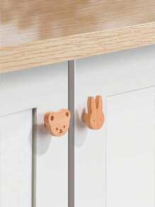 2 Peças Maçanetas para Gavetas, Decoração de Madeira Estilo Coelho/Urso, Ferragem para Móveis de Armário, Guarda-roupa, Cômoda