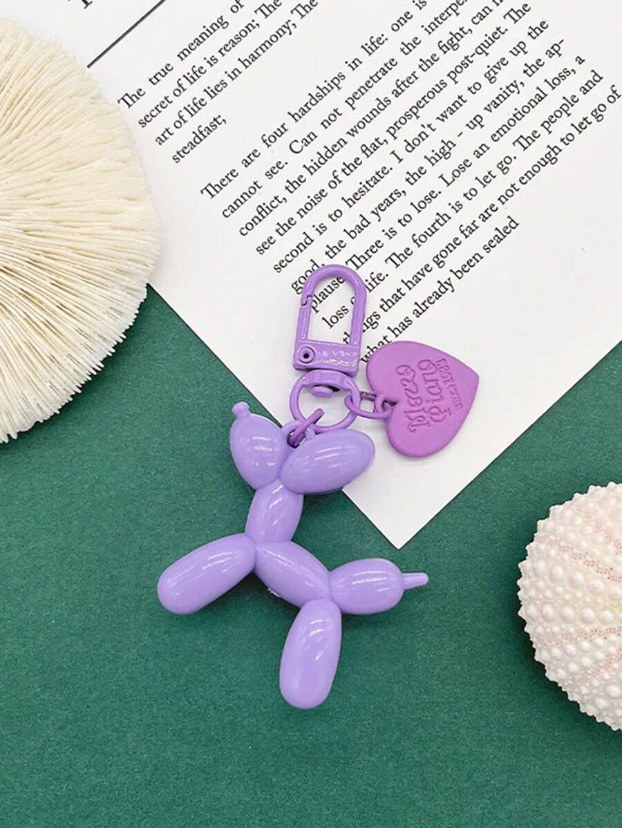 Móc khóa chó khinh khí cầu 1pc dễ thương cho xe hơi/túi/ví - Màu tím - Xem 1