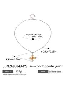 Uworld 1入18k鍍金項鍊,白色立方鋯石方形幾何吊墜,適合女性日常佩戴 - 彩色 - 查看 16