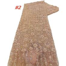 African Sequins Mesh Lace Fabric 2025 High Quality Embroidery Beaded Nigerian French Tulle Lace Material For Wedding Dress Sewing - Multicolor - View 8