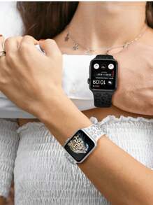 Unbeinst 1 件豹纹雕刻软硅胶表带，适用于 Watch Ultra 系列 10/9/8/7/SE/6/5/4/3/2/1