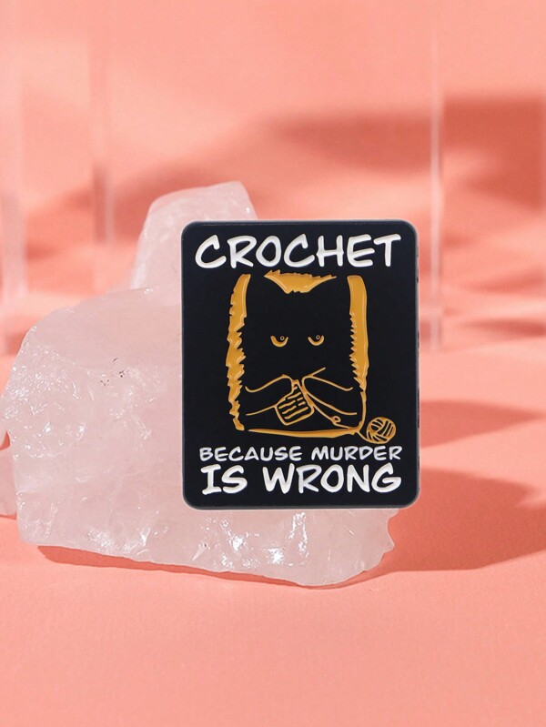 1 Stück schwarze Katze Häkel Emaille Anstecknadel, lustige Brosche, Revers Pins, Abzeichen für Rucksack, Kleidung, Accessoires, Tierschmuck, Geschenk für Freunde