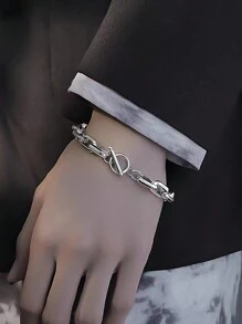 男士不锈钢手链，情侣嘻哈 OT 扣链手链，父亲节礼物 - 彩色 - 查看 5