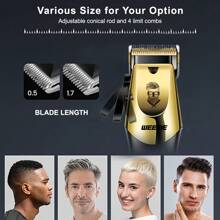 WEEME 3-In-1 Men's Electric Shaver Set - Rechargeable Cordless Electric Razor With Trimmer, Digital Display, Precision Grooming For Hair And Beard, Perfect Birthday, Holiday, Father's Day Gift For Dad, Boyfriend - Gold - View 5