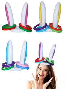 5 pièces Jeux de fête, Boucles d'oreilles gonflables de lapin, Cercle du jeu de tête de lapin, Créatif, Amusant, Coloré, Énergique