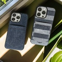 Compatible With Apple IPhone 13Promax/14Pro/15 Series Phone Cases With Denim Style Card Insertion Compatible With Iphone 15Promax/12 Universal All Inclusive Design - Multicolor - View 3
